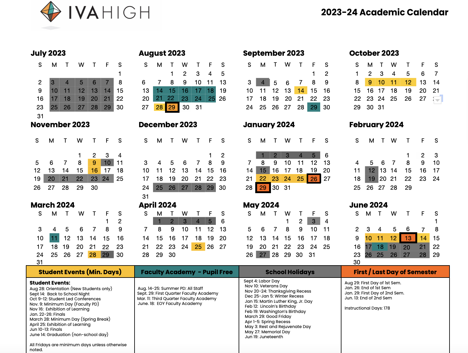 Calendar Intellectual Virtues Academy